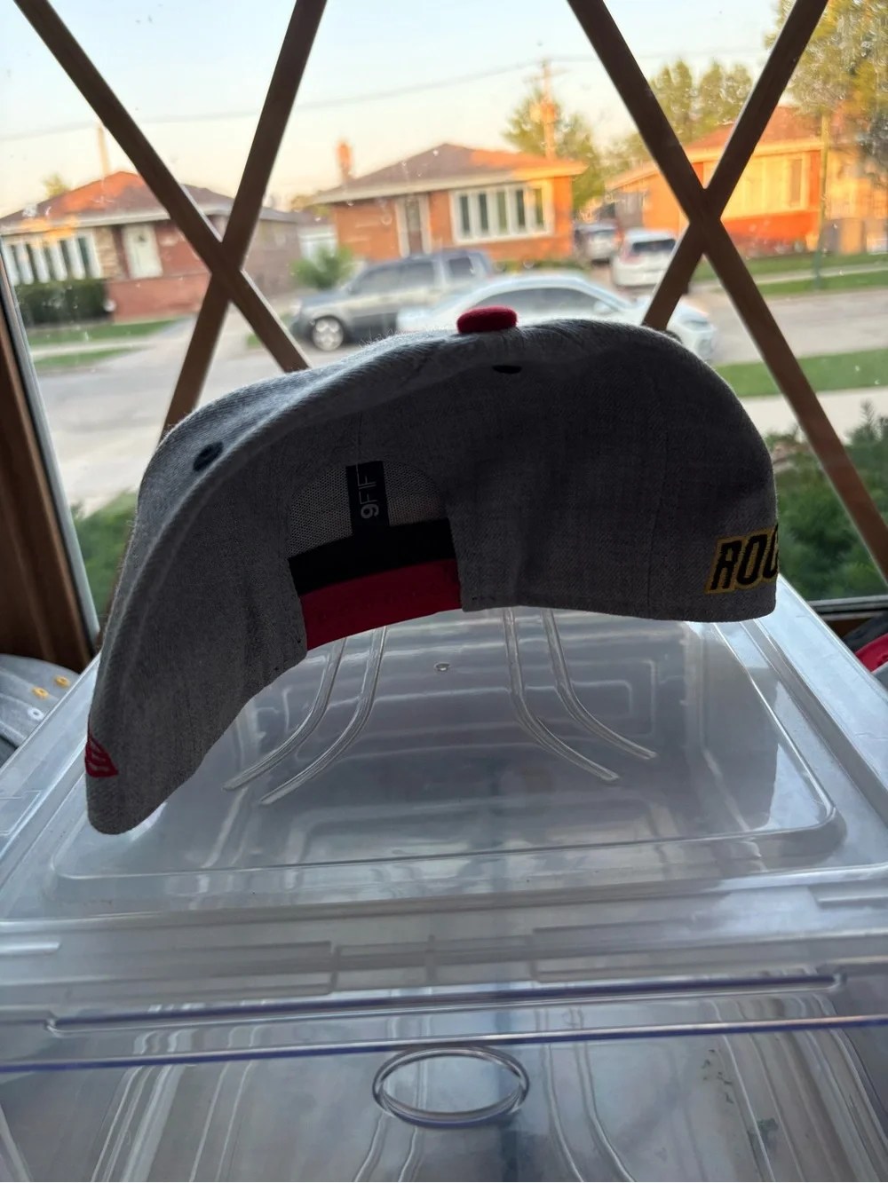 New Era Houston Rockets Gray Snapback Hat with Red and Yellow Accents